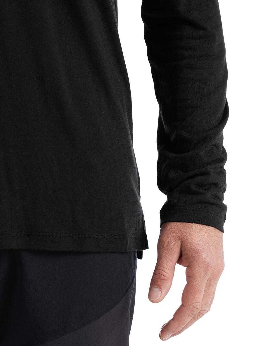 Black Icebreaker Merino Sphere II T-Shirt Men's Long Sleeve | AU 1231UZGT